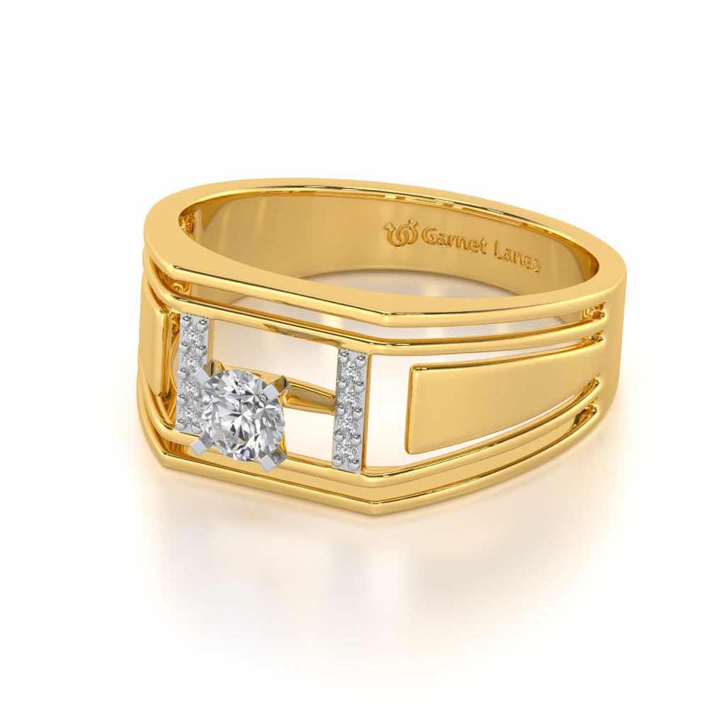 Noble Knight Solitaire Ring For Men - Yellow Gold - Image 3