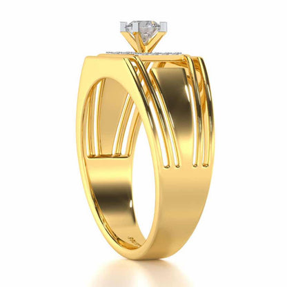 Noble Knight Solitaire Ring For Men - Yellow Gold - Image 4