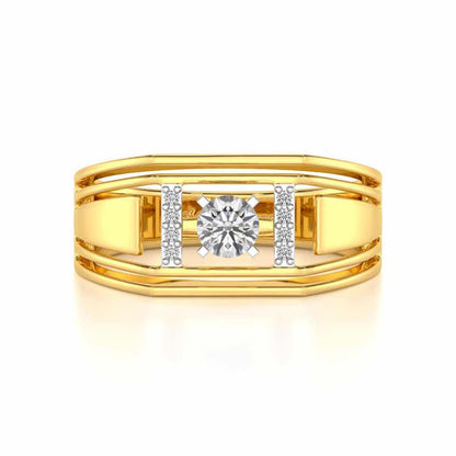Noble Knight Solitaire Ring For Men - Yellow Gold - Image 5