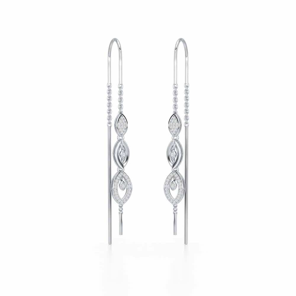 Oath Silver Dangler Earrings - White Gold - Image 2