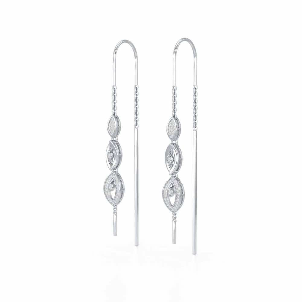 Oath Silver Dangler Earrings - White Gold - Image 3
