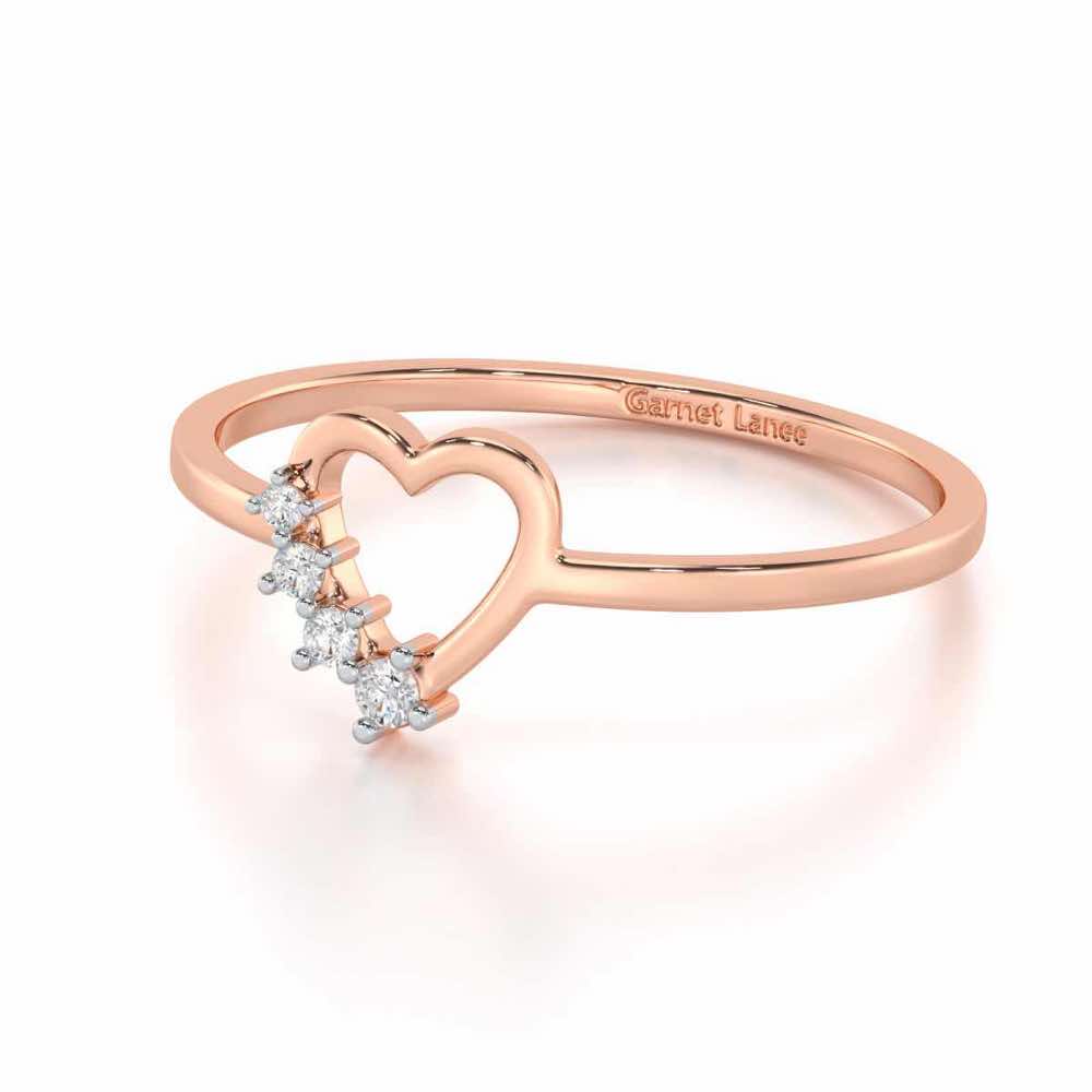 Oceanic Heart Silver Ring - Rose Gold - Image 2