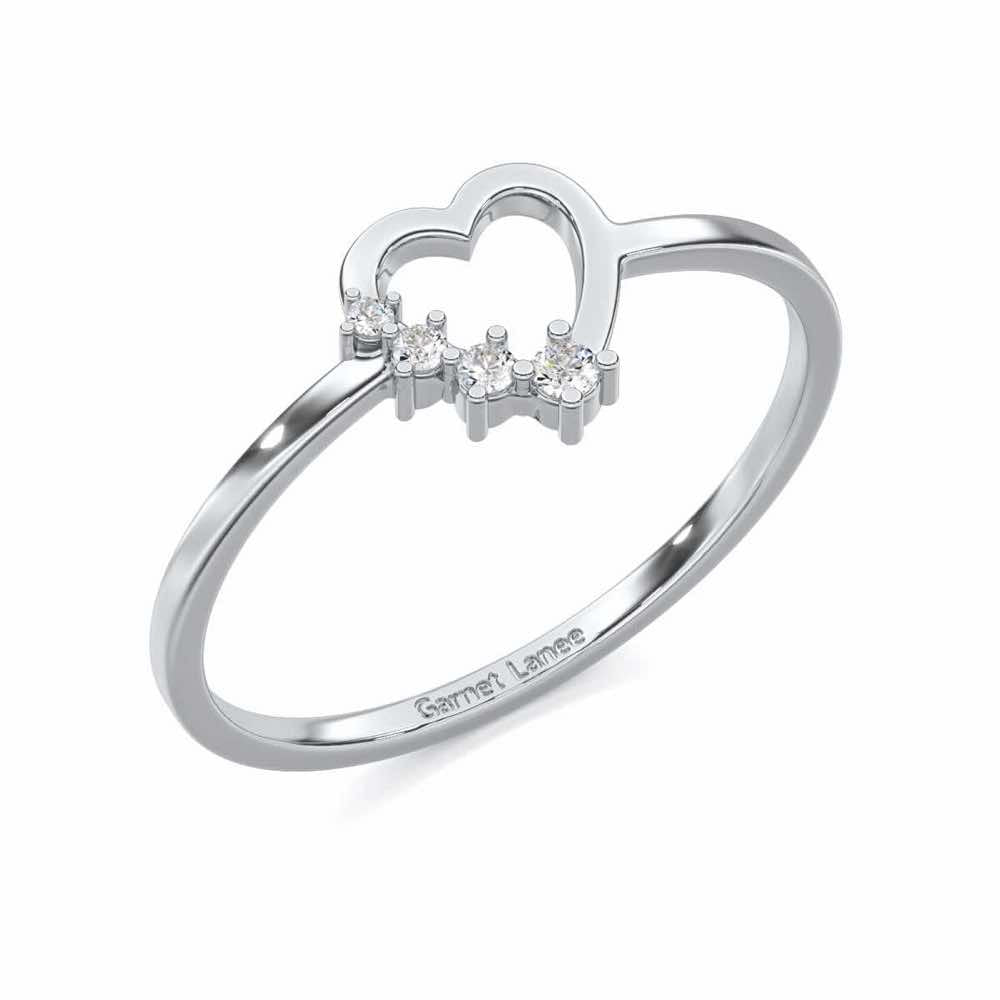 Oceanic Heart Silver Ring - White Gold - Image 1