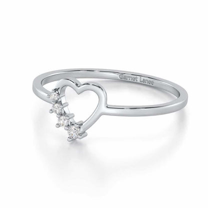 Oceanic Heart Silver Ring - White Gold - Image 2