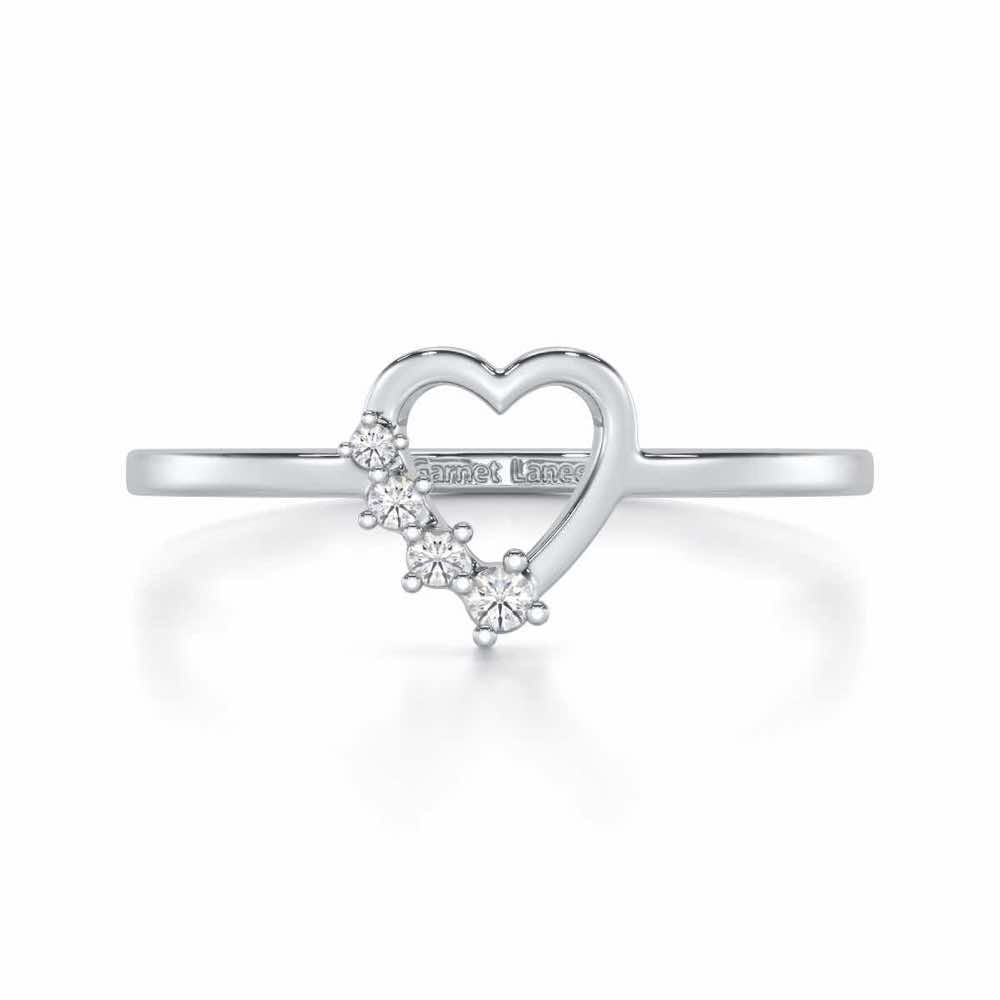 Oceanic Heart Silver Ring - White Gold - Image 4