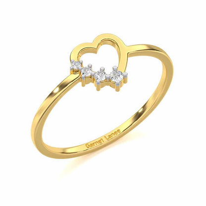 Oceanic Heart Silver Ring - Yellow Gold - Image 1