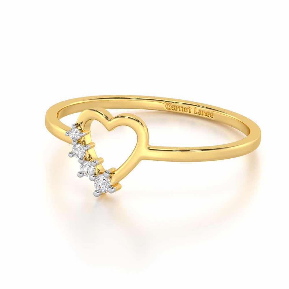 Oceanic Heart Silver Ring - Yellow Gold - Image 2