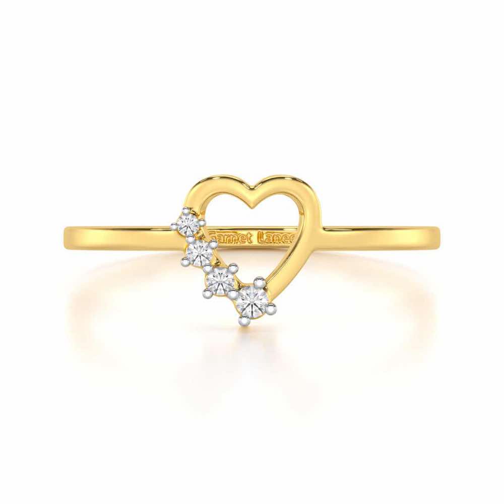 Oceanic Heart Silver Ring - Yellow Gold - Image 4