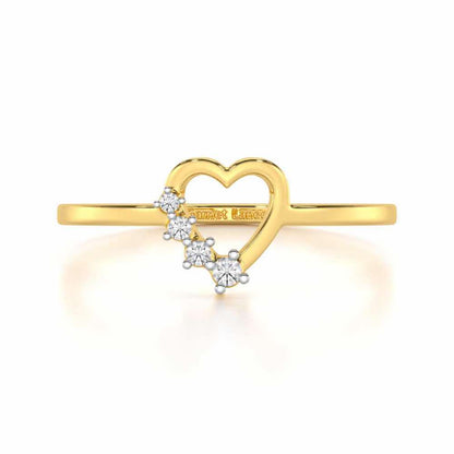 Oceanic Heart Silver Ring - Yellow Gold - Image 4