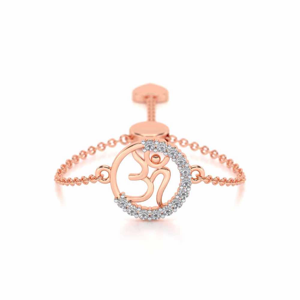 Om Adjustable Silver Ring - Rose Gold - Image 1