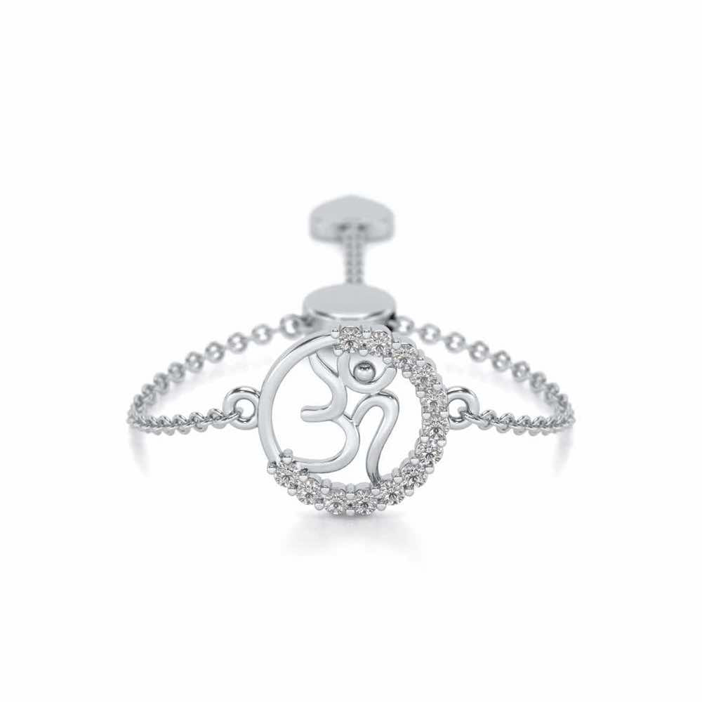 Om Adjustable Silver Ring - White Gold - Image 1