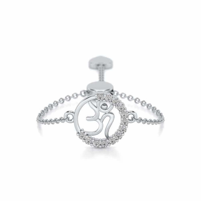 Om Adjustable Silver Ring - White Gold - Image 1