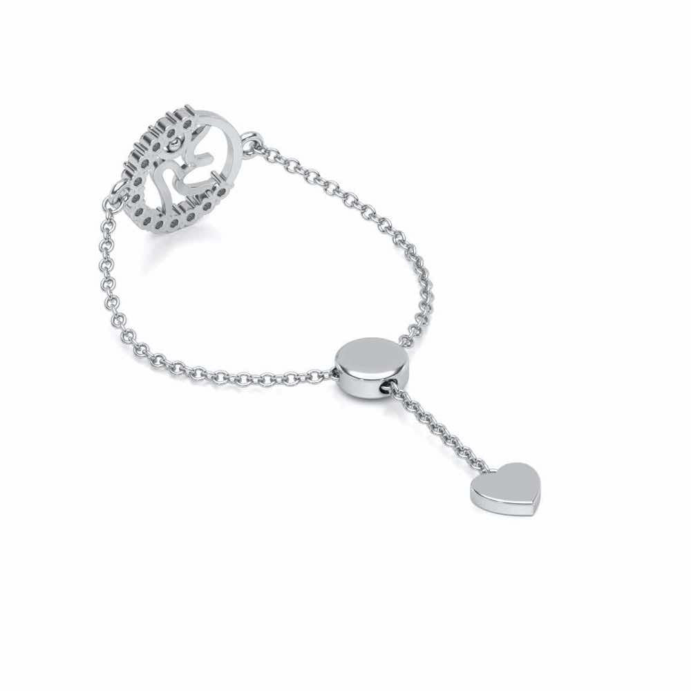 Om Adjustable Silver Ring - White Gold - Image 3