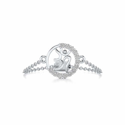 Om Adjustable Silver Ring - White Gold - Image 4
