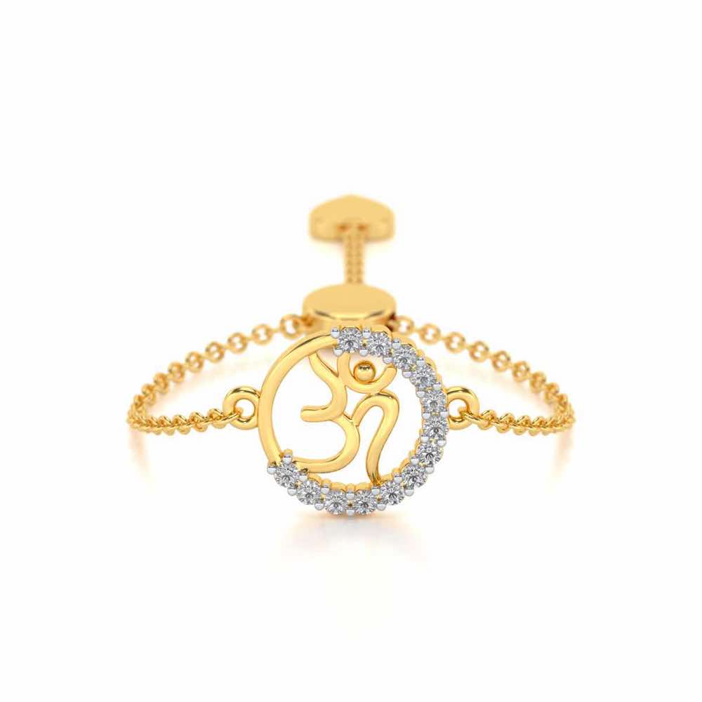 Om Adjustable Silver Ring - Yellow Gold - Image 1