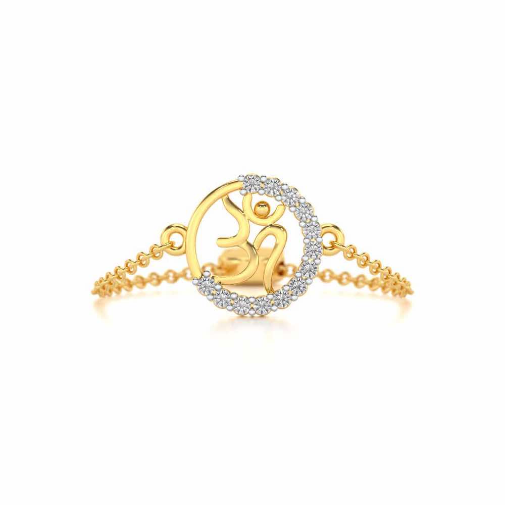 Om Adjustable Silver Ring - Yellow Gold - Image 4