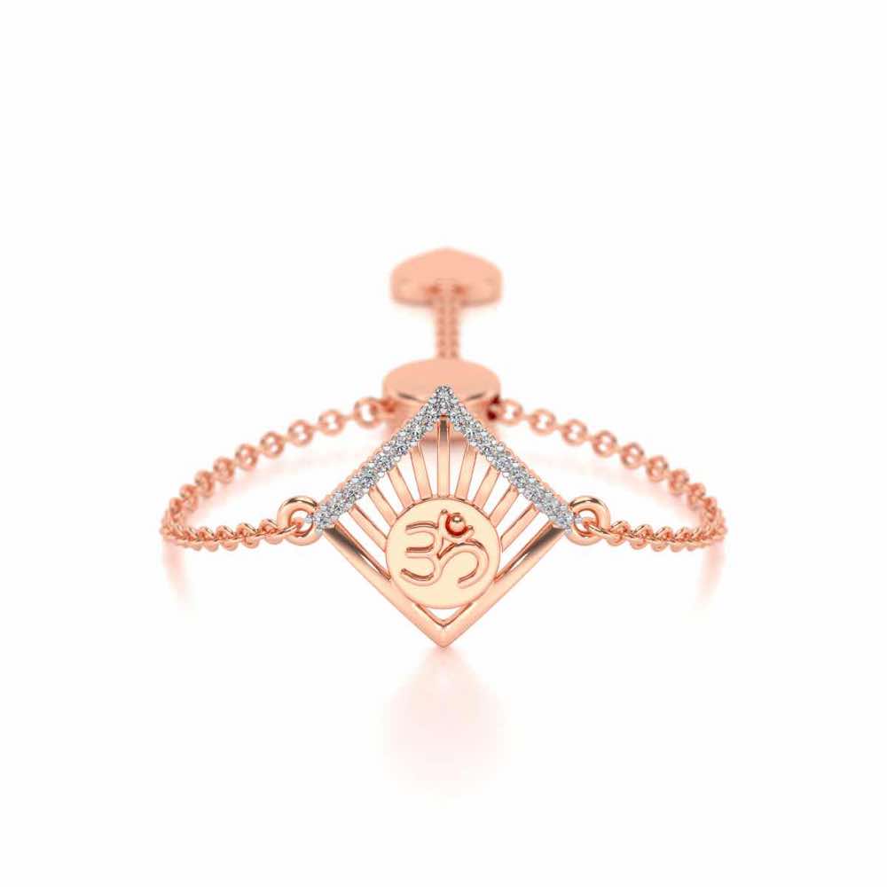 Om Crown Adjustable Silver Ring - Rose Gold - Image 1
