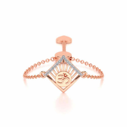 Om Crown Adjustable Silver Ring - Rose Gold - Image 1