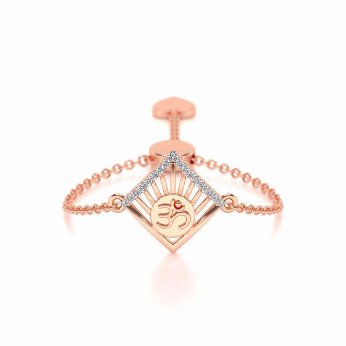 Om Crown Adjustable Silver Ring - Rose Gold - Image 1