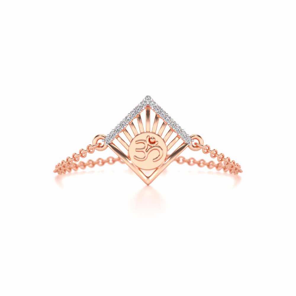 Om Crown Adjustable Silver Ring - Rose Gold - Image 4