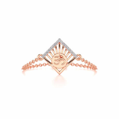 Om Crown Adjustable Silver Ring - Rose Gold - Image 4