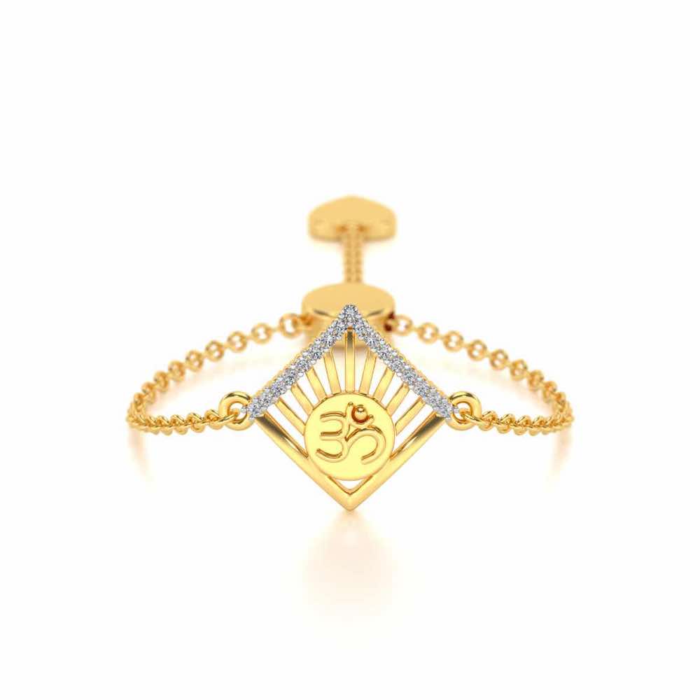 Om Crown Adjustable Silver Ring - Yellow Gold - Image 1
