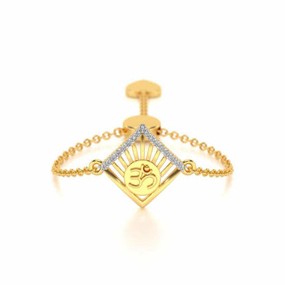 Om Crown Adjustable Silver Ring - Yellow Gold - Image 1