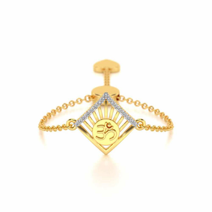 Om Crown Adjustable Silver Ring - Yellow Gold - Image 1