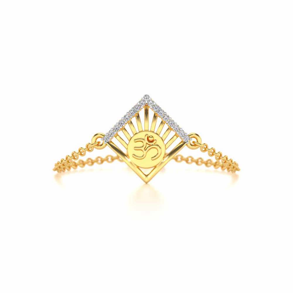 Om Crown Adjustable Silver Ring - Yellow Gold - Image 4