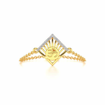 Om Crown Adjustable Silver Ring - Yellow Gold - Image 4