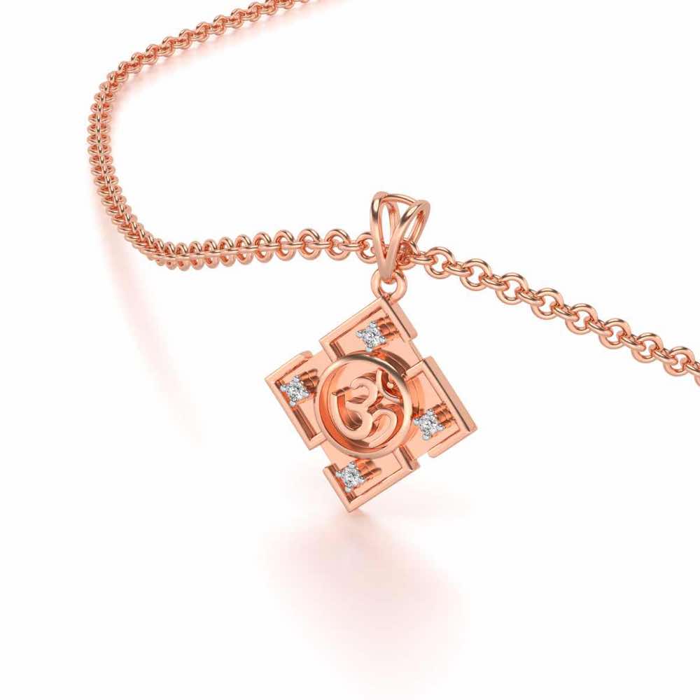 Om Silver Pendant - Rose Gold - Image 2