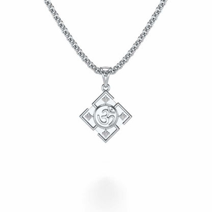 Om Silver Pendant - White Gold - Image 1