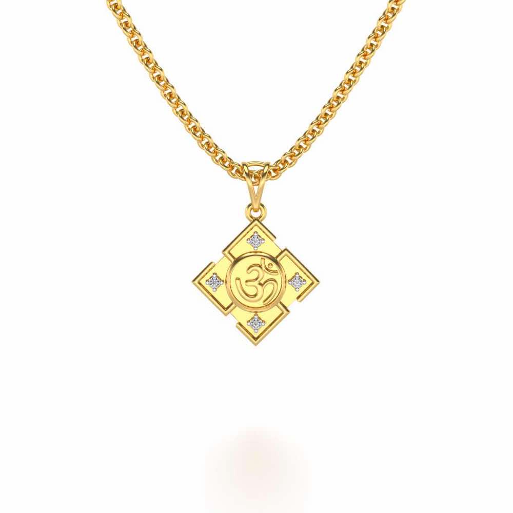 Om Silver Pendant - Yellow Gold - Image 1