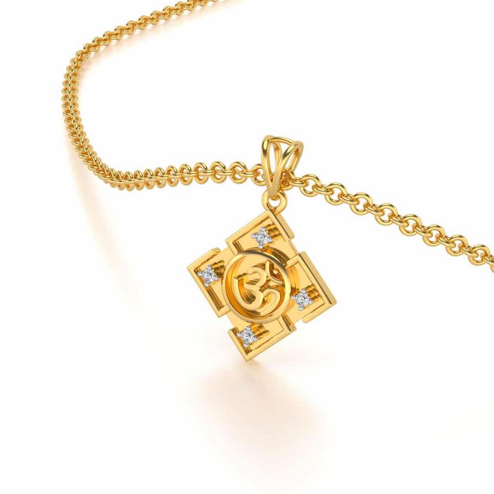 Om Silver Pendant - Yellow Gold - Image 2