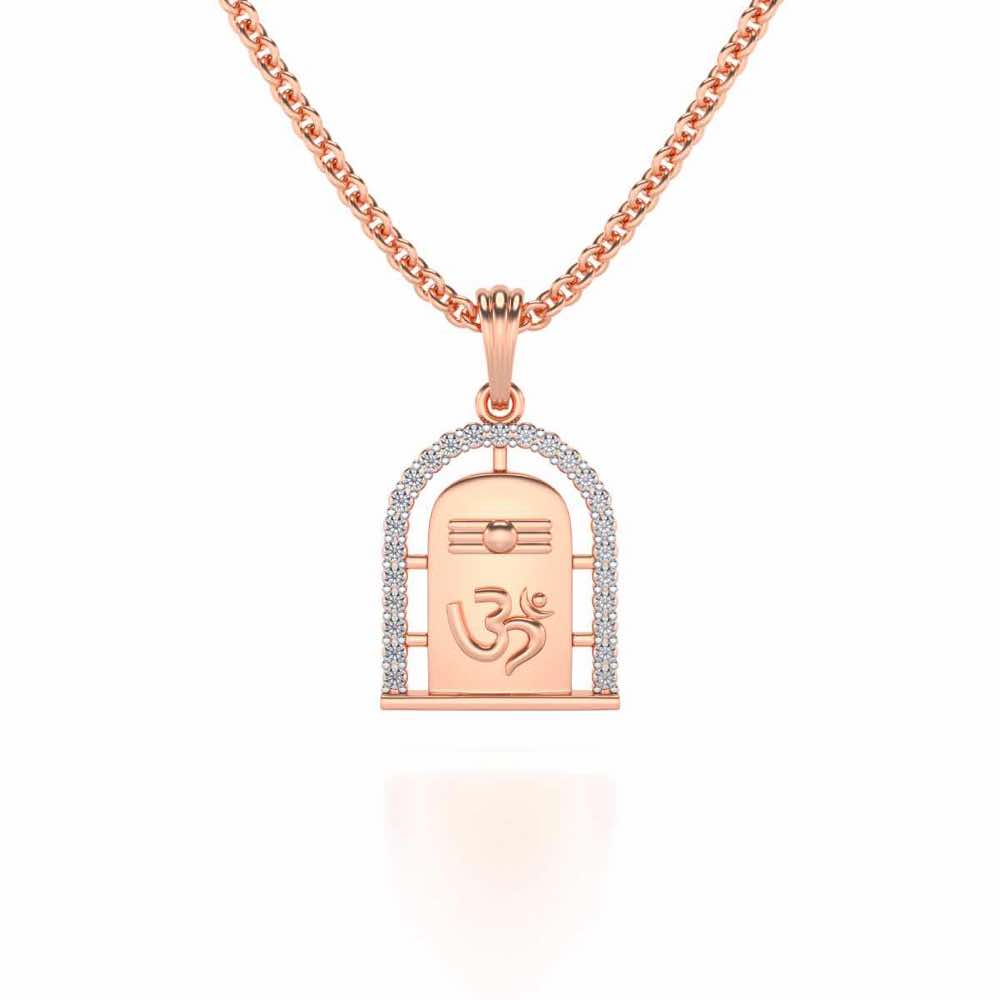 Om Linga Silver Pendant - Rose Gold - Image 1
