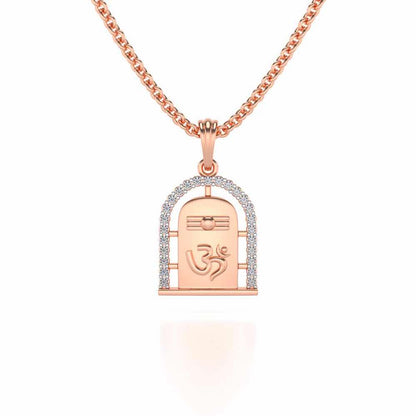 Om Linga Silver Pendant - Rose Gold - Image 1