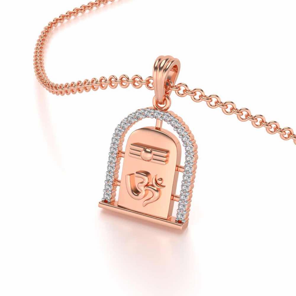 Om Linga Silver Pendant - Rose Gold - Image 2