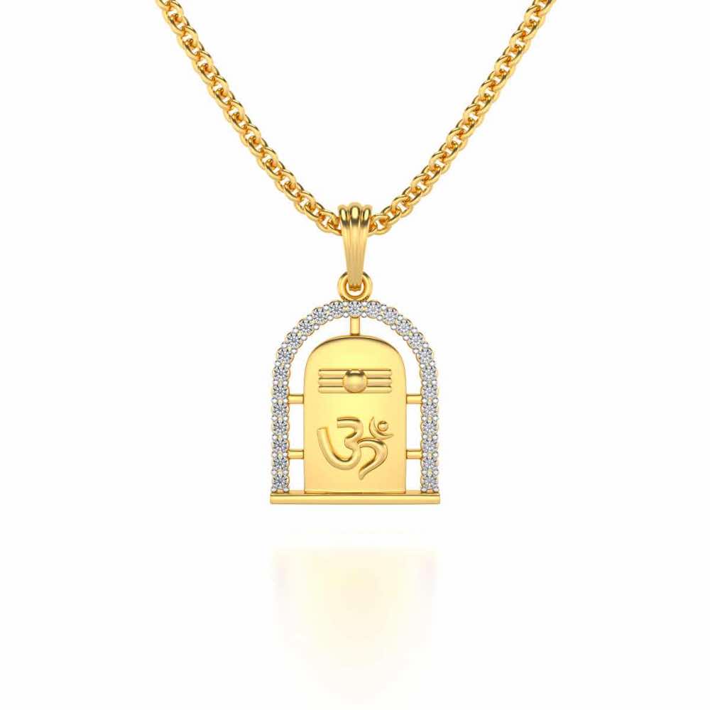Om Linga Silver Pendant - Yellow Gold - Image 1