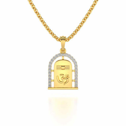 Om Linga Silver Pendant - Yellow Gold - Image 1