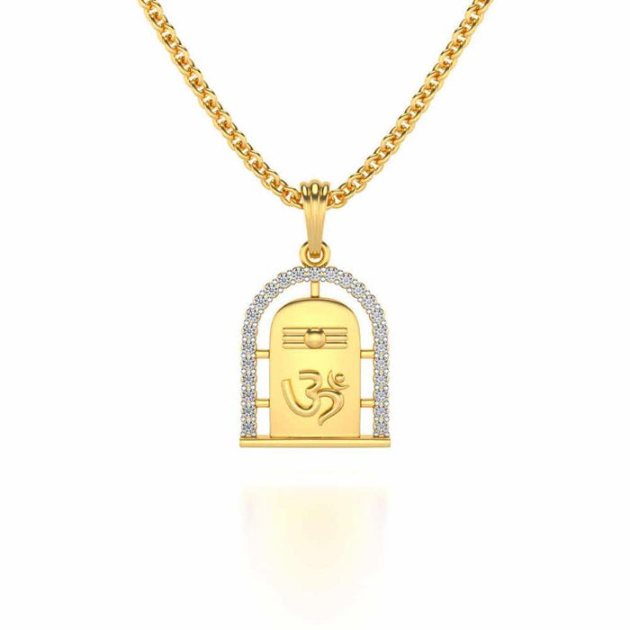 Om Linga Silver Pendant - Yellow Gold - Image 1