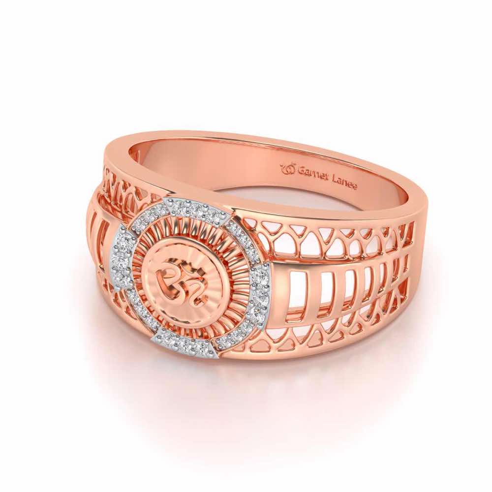 Om Silver Ring For Men - Rose Gold - Image 2