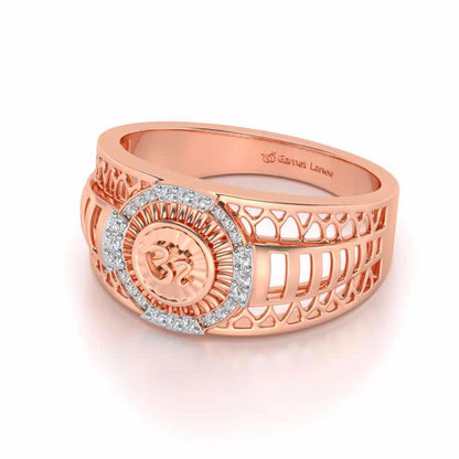 Om Silver Ring For Men - Rose Gold - Image 2