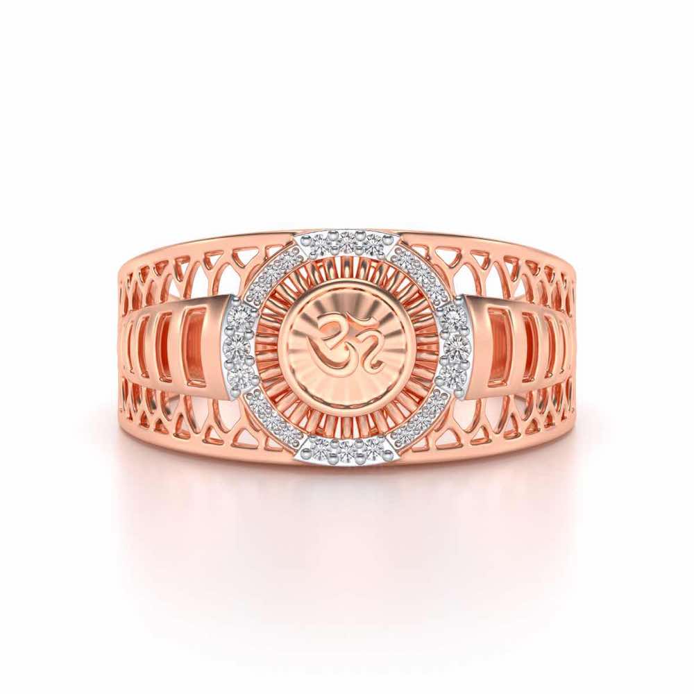 Om Silver Ring For Men - Rose Gold - Image 4