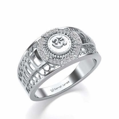 Om Silver Ring For Men - White Gold - Image 1