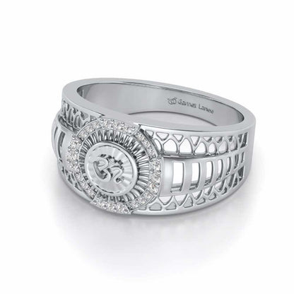 Om Silver Ring For Men - White Gold - Image 2