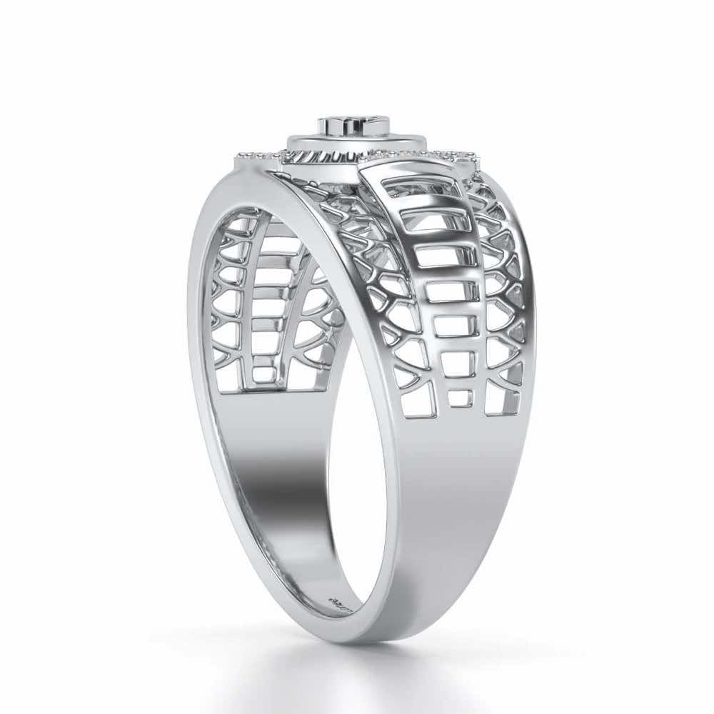 Om Silver Ring For Men - White Gold - Image 3