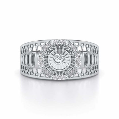 Om Silver Ring For Men - White Gold - Image 4
