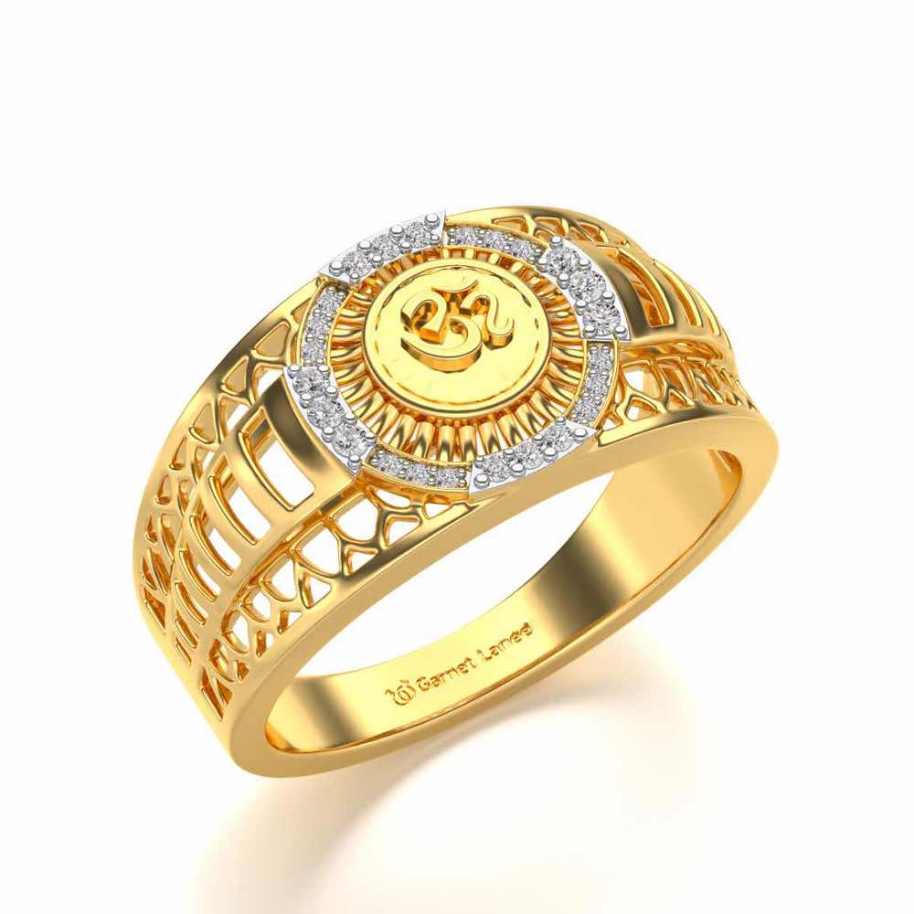 Om Silver Ring For Men - Yellow Gold - Image 1