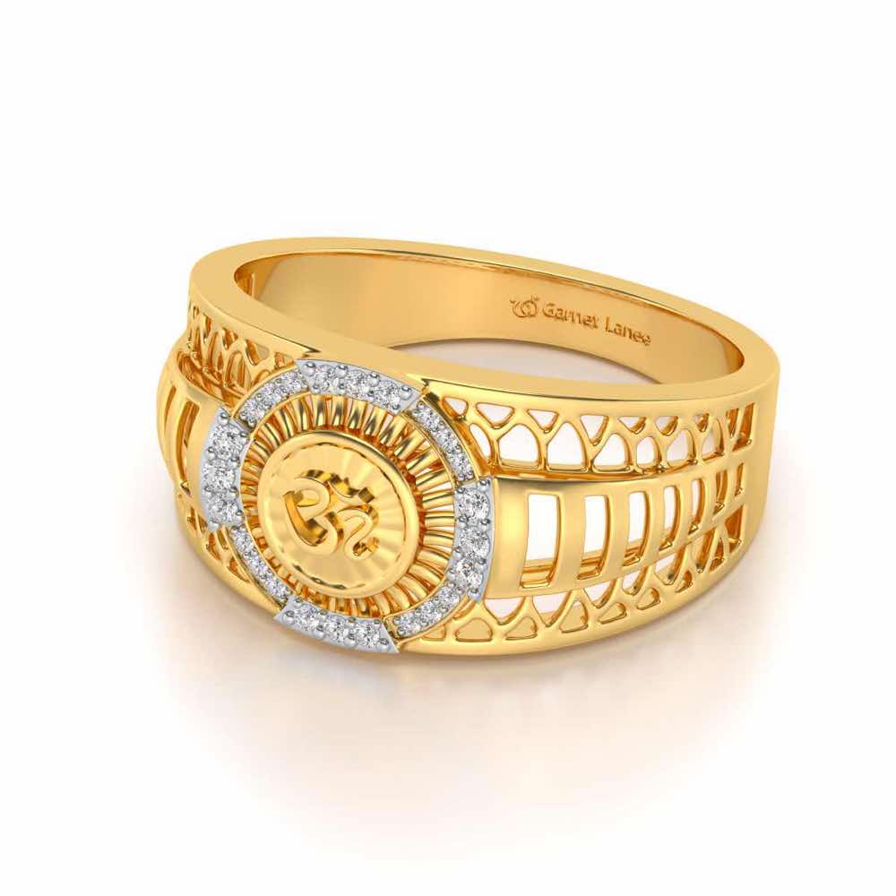 Om Silver Ring For Men - Yellow Gold - Image 2