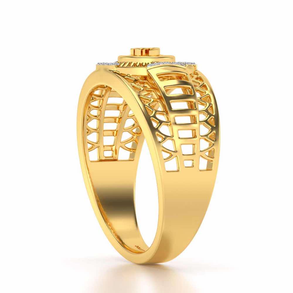 Om Silver Ring For Men - Yellow Gold - Image 3